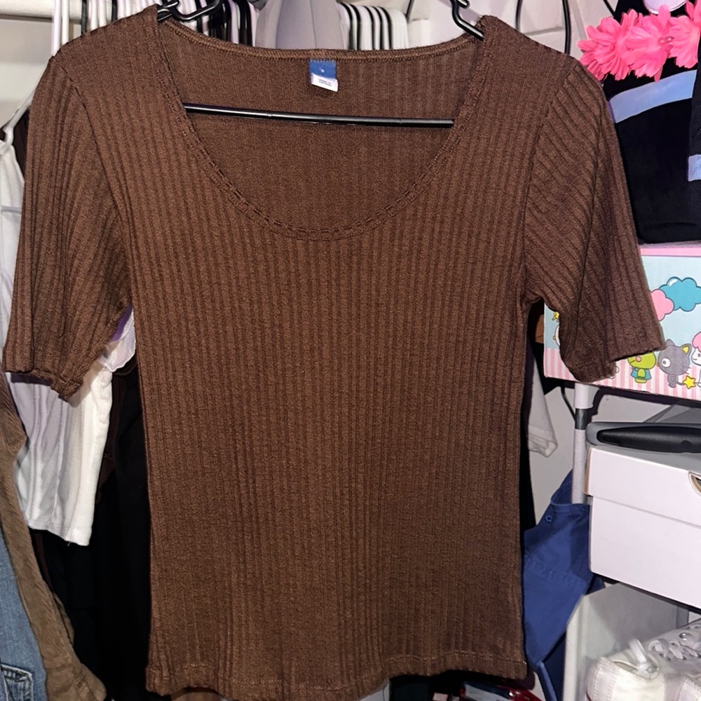 Old Navy Brown Ribbed Scoop Neck Top (free with purchase of another item)